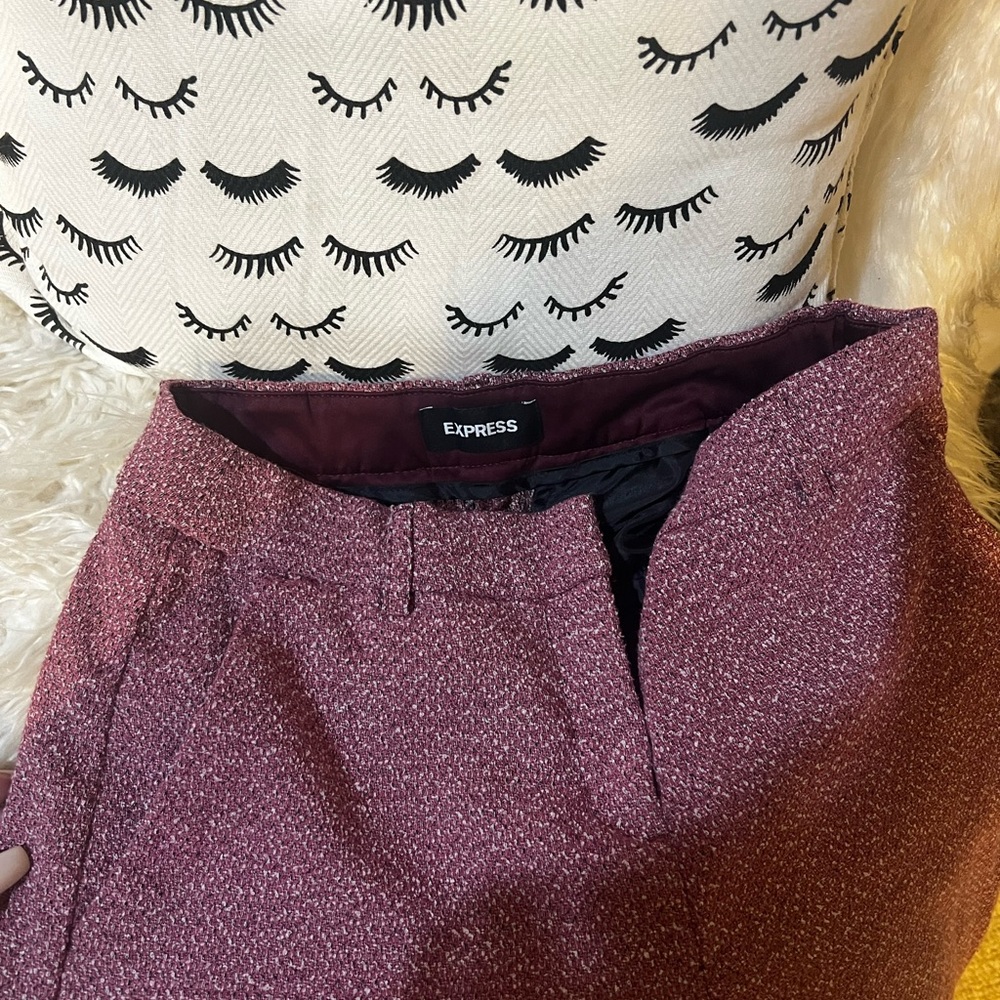 Express Burgundy Tweed A Line Pant